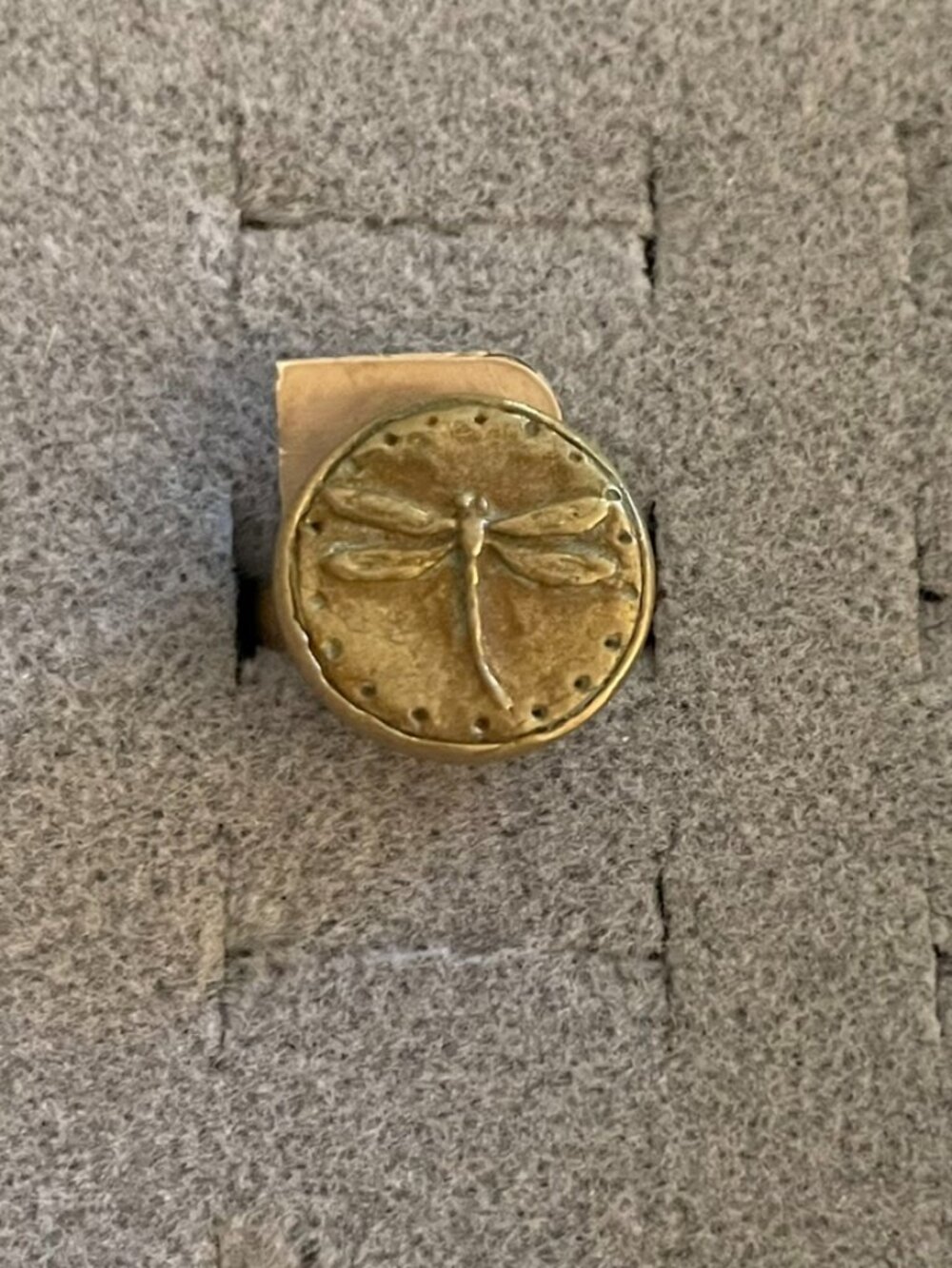 NWT Vintage Ring Brass Antique Button Dragonfly Sz 5 Handmade Upcycled Boho $42